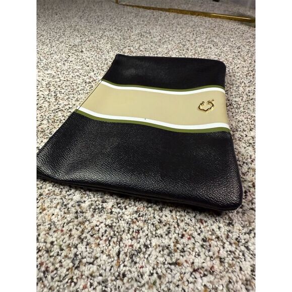 C. Wonder Women's Black Striped Clutch Purse with Gold Zipper - Picture 6 of 8